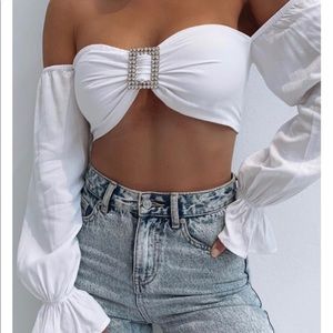 WhiteFox Boutique “J’ adore crop” in white S